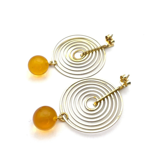 Gold plated amber earrings