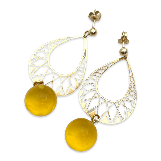 Gold plated earrings with amber