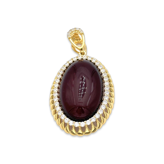 Gold-plated pendant with amber and zircons