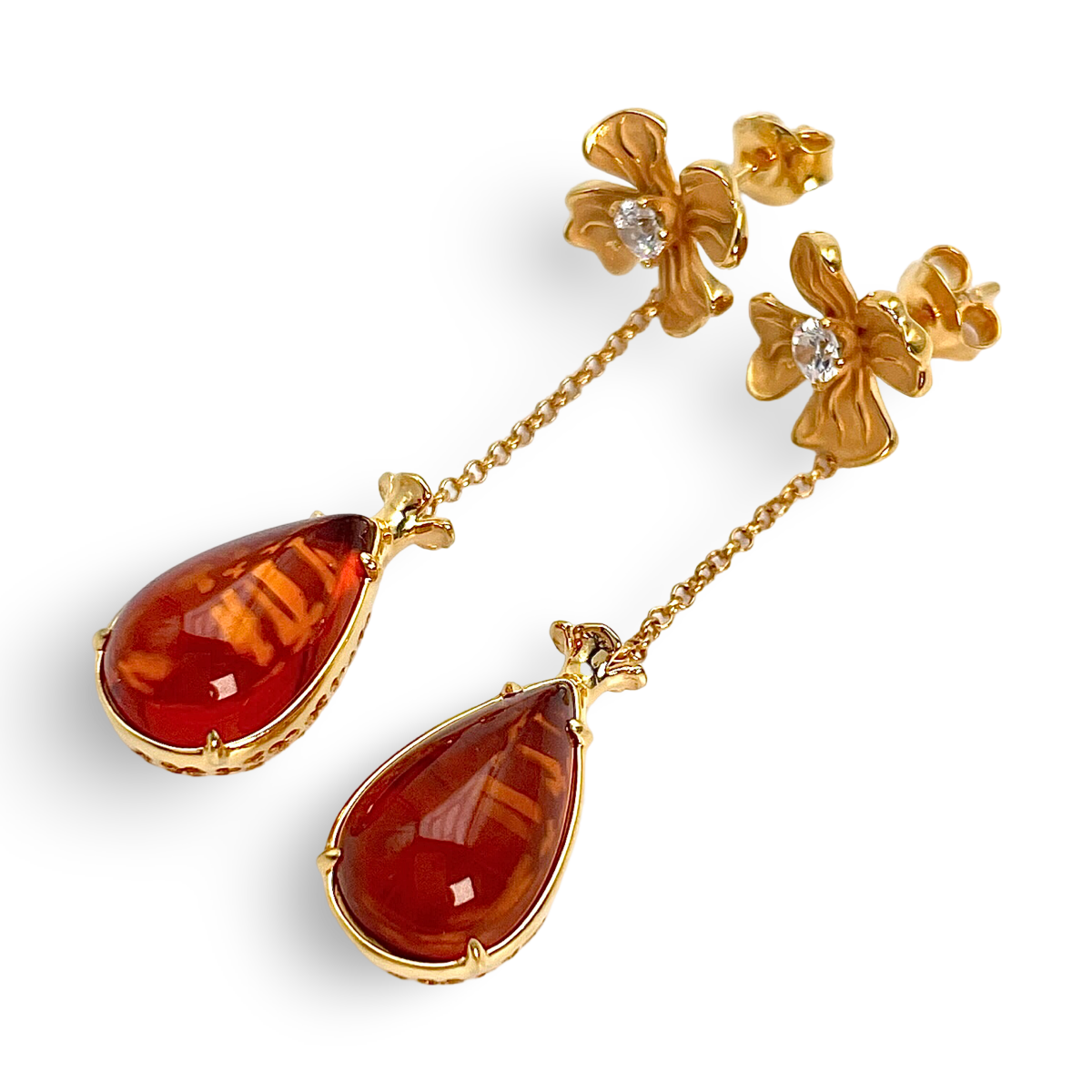 Gold plated amber earrings