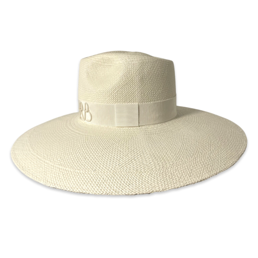 Monogram-embellished Wide Brim Fedora Hat