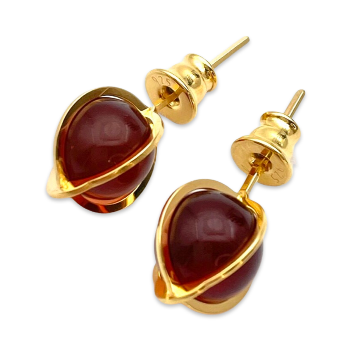 Gold plated amber earrings