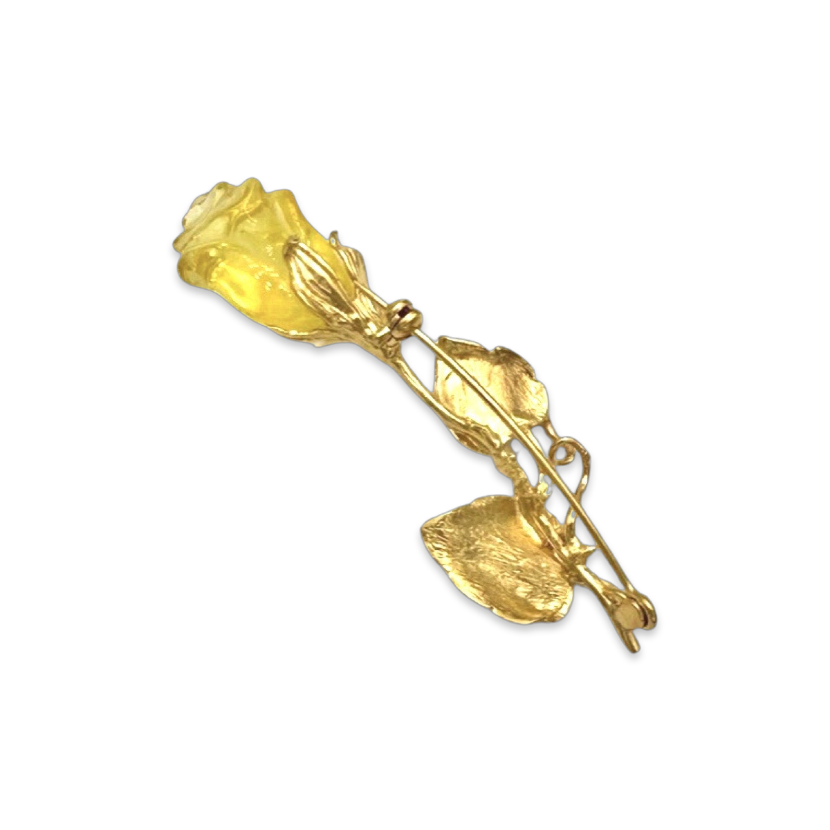 Brooch Rose from amber and gilding