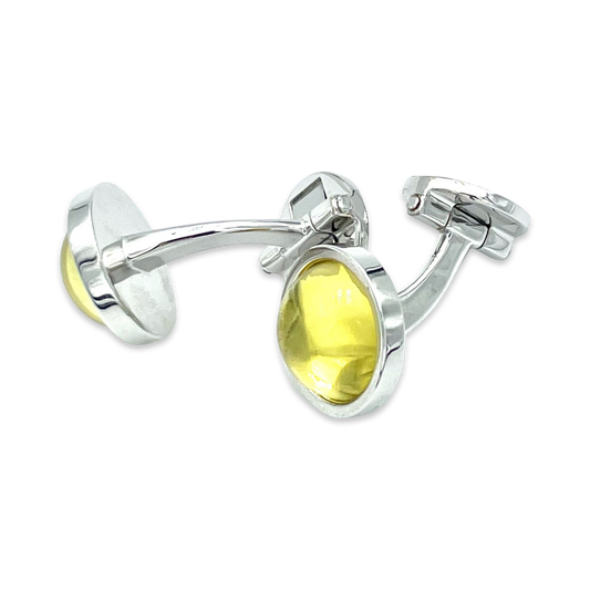 Silver cufflinks with amber