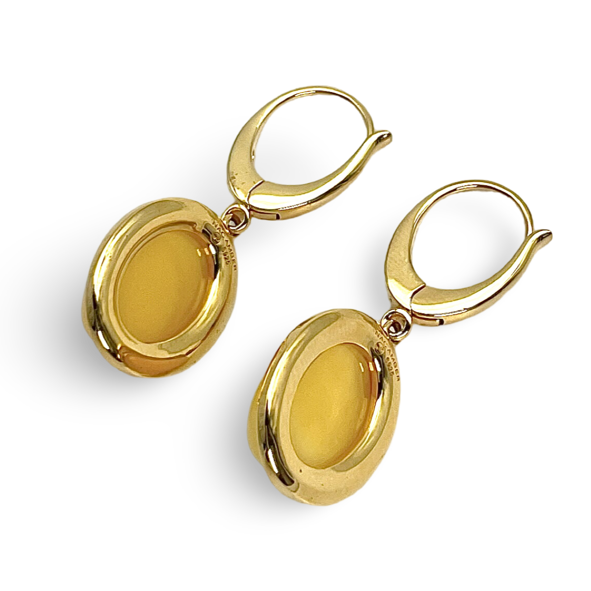 Gold plated amber earrings