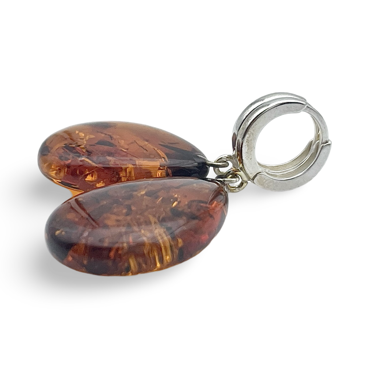 Silver amber earrings