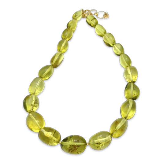 Green amber beads necklace