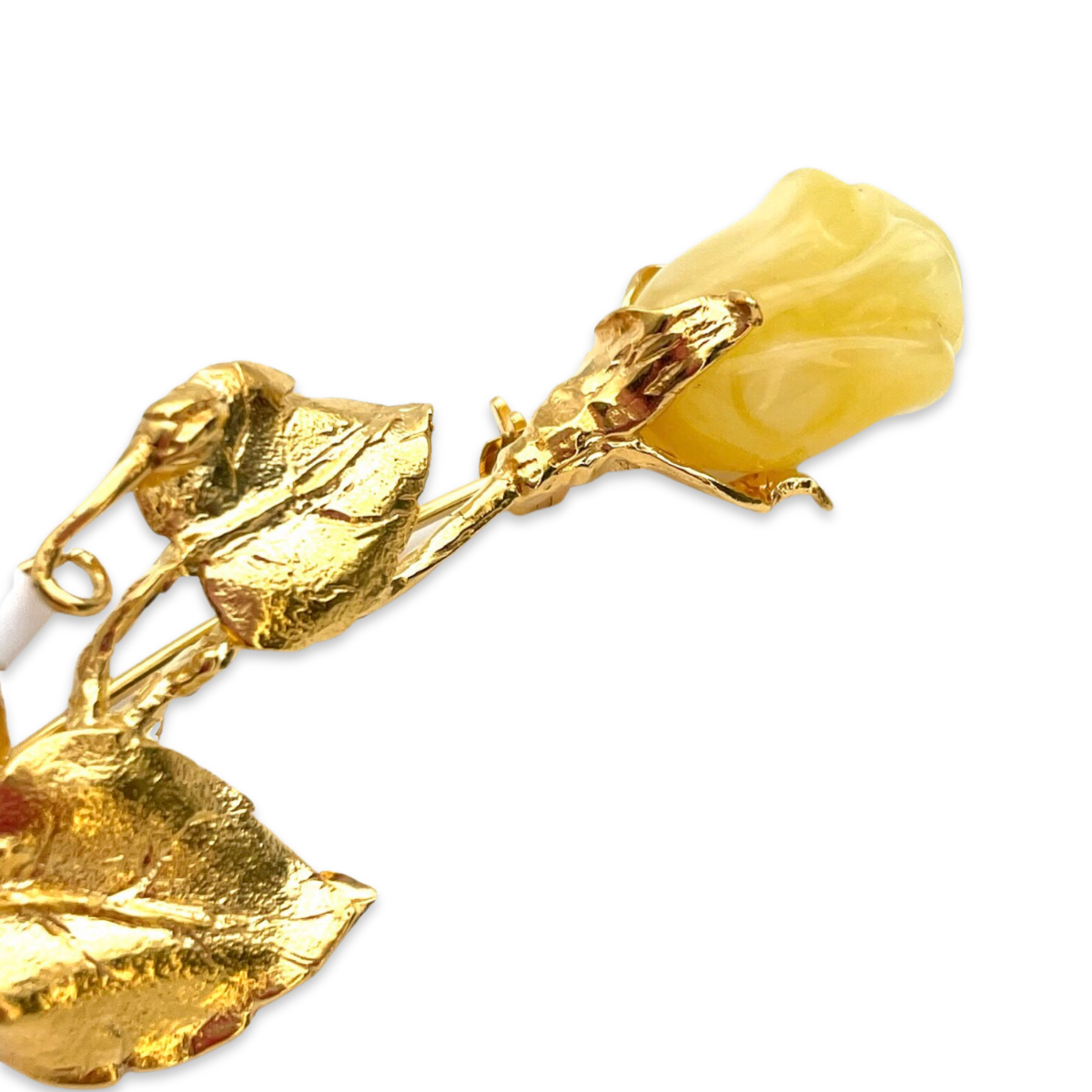 Gold-plated brooch with amber Rose