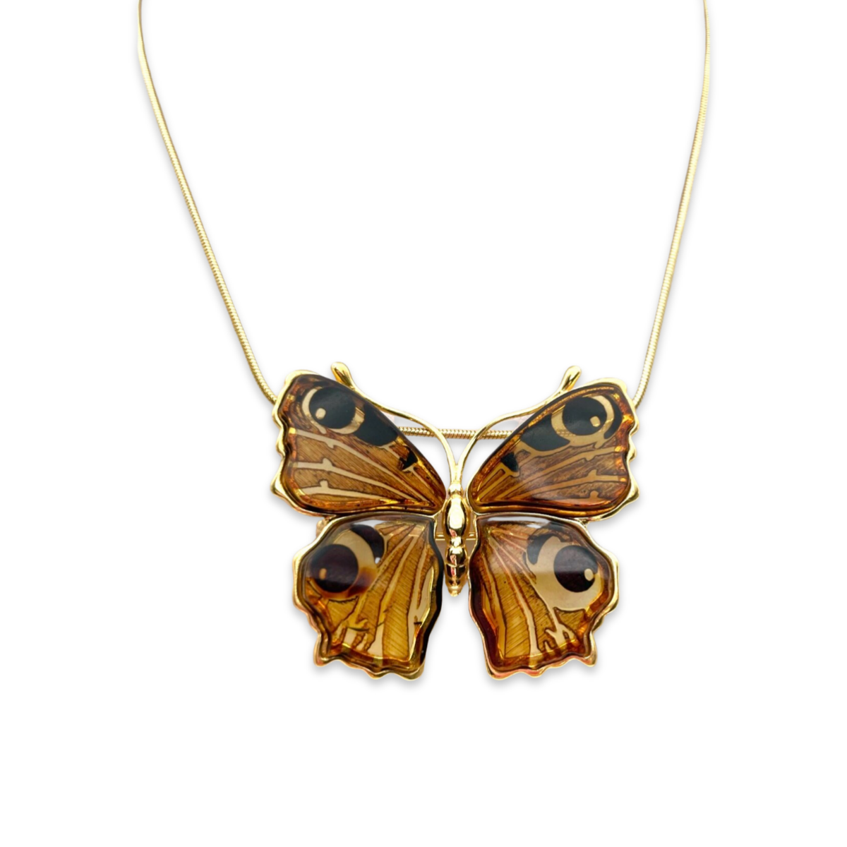 Gold-plated amber pendant Butterfly