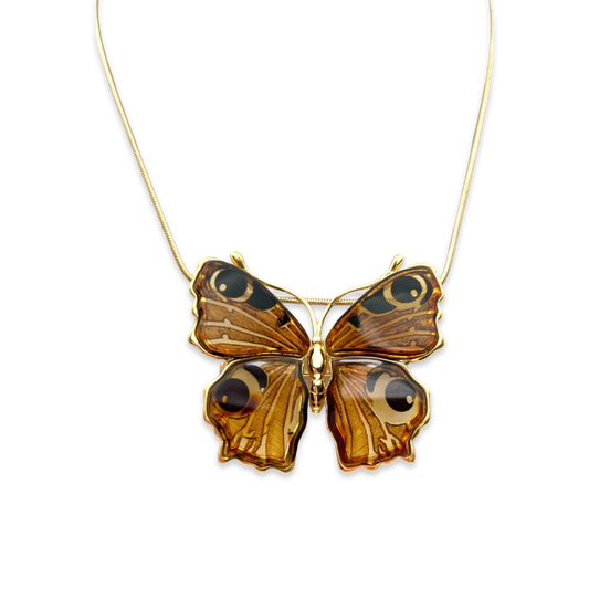 Gold-plated amber pendant Butterfly