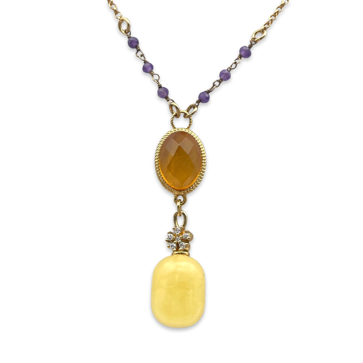 Amber gold plated necklace