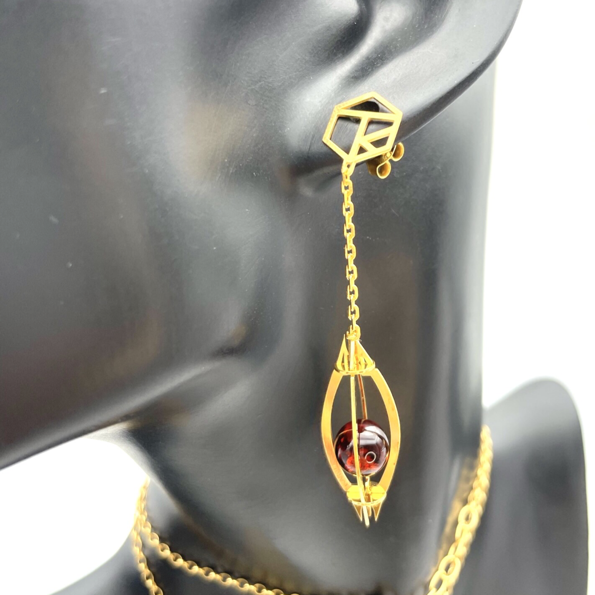 Gold plated amber earrings