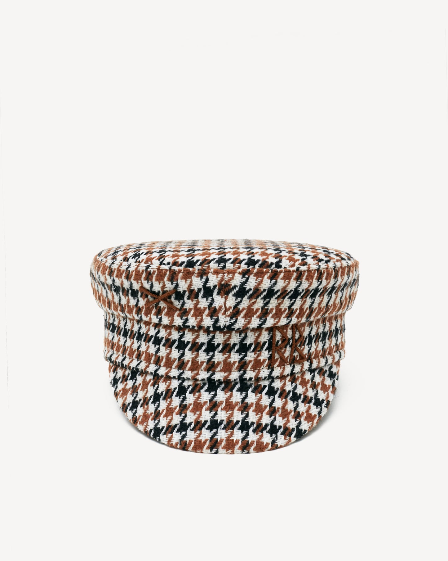 Houndstooth cotton-blend baker boy cap