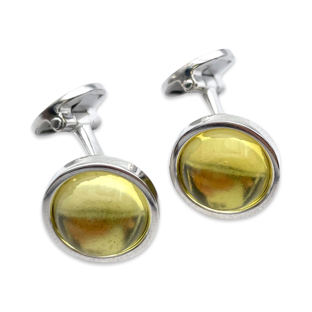 Silver cufflinks with amber