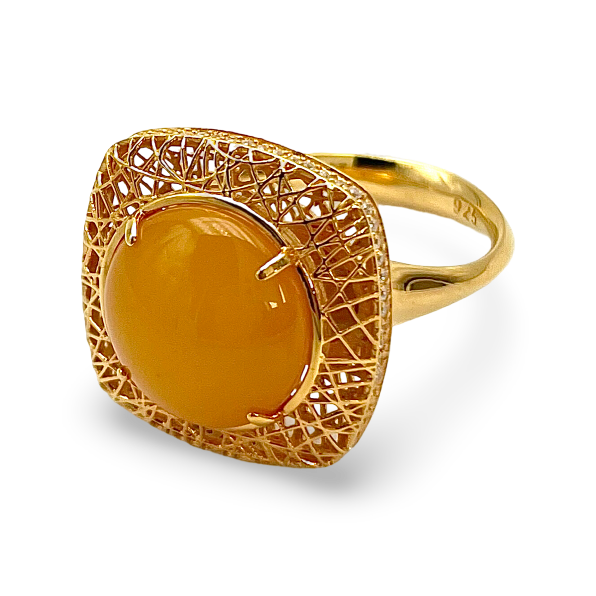 Gold plated amber ring