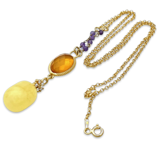 Amber gold plated necklace