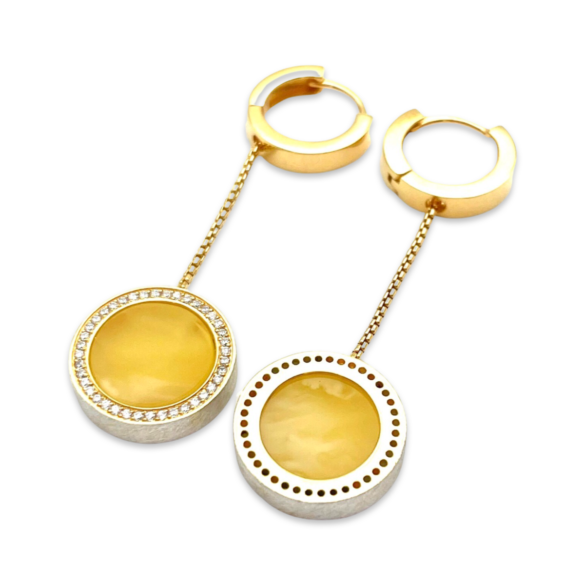 Gold plated amber earrings