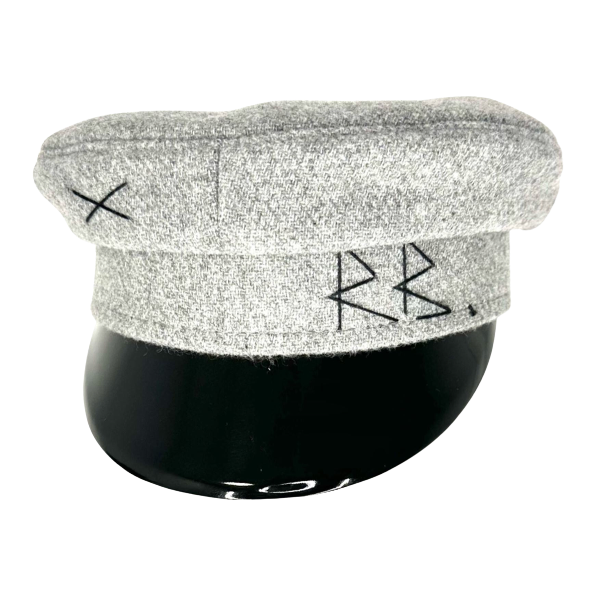 Monogram Embroidered Wool Baker Boy Cap