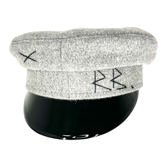 Monogram Embroidered Wool Baker Boy Cap