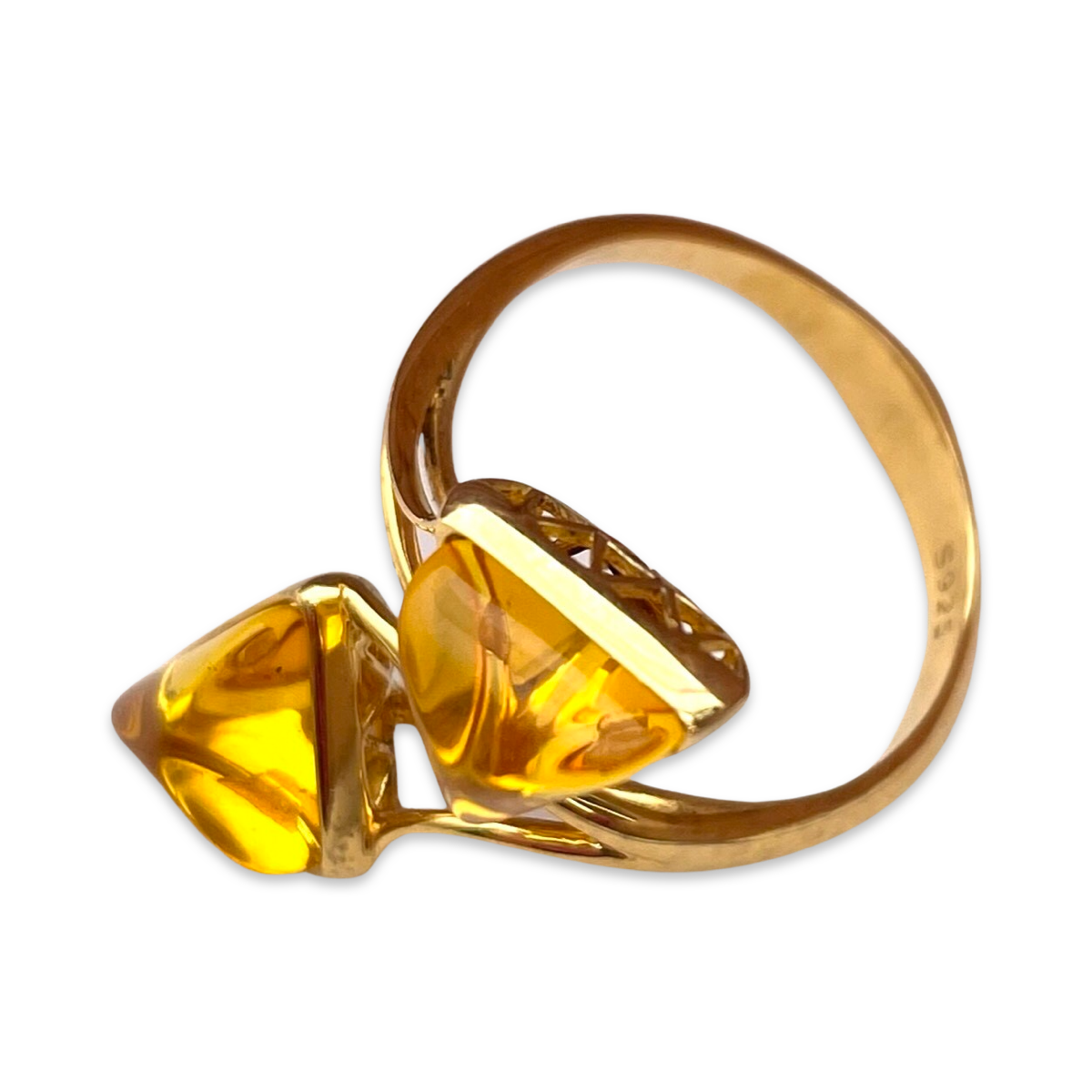 Gold plated amber ring