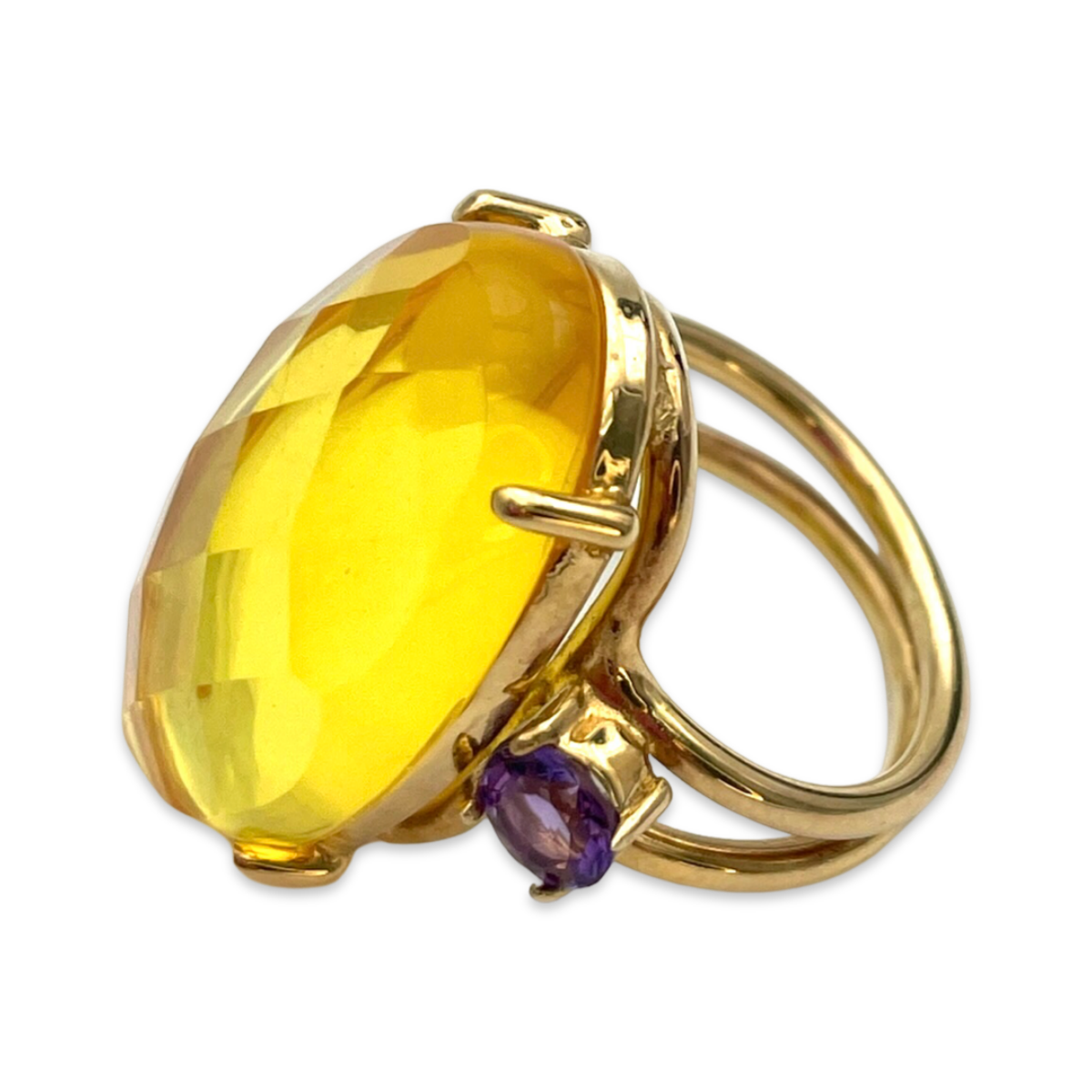 Faceted amber ring