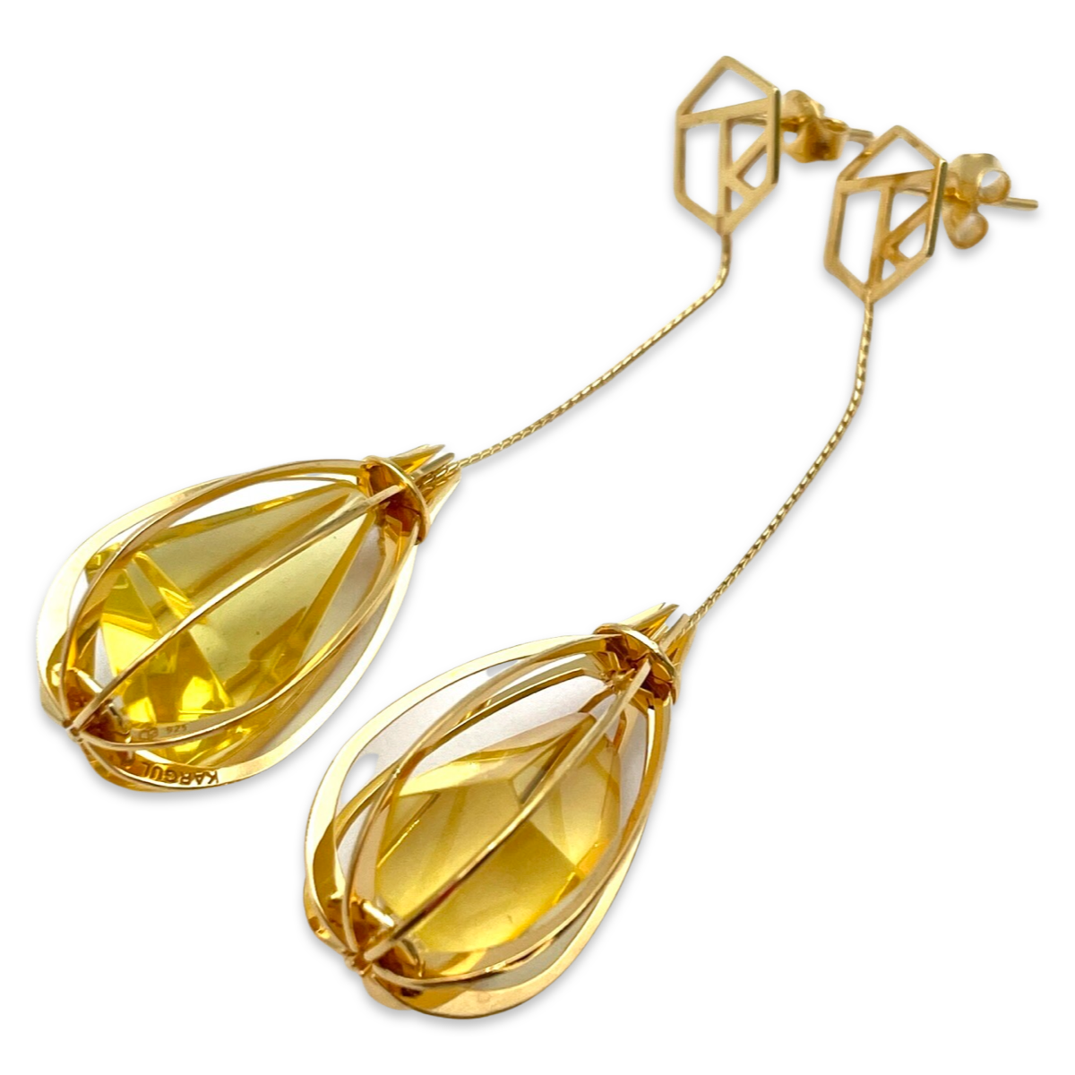 Gold plated amber earrings