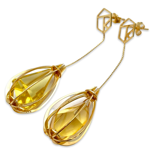 Gold plated amber earrings