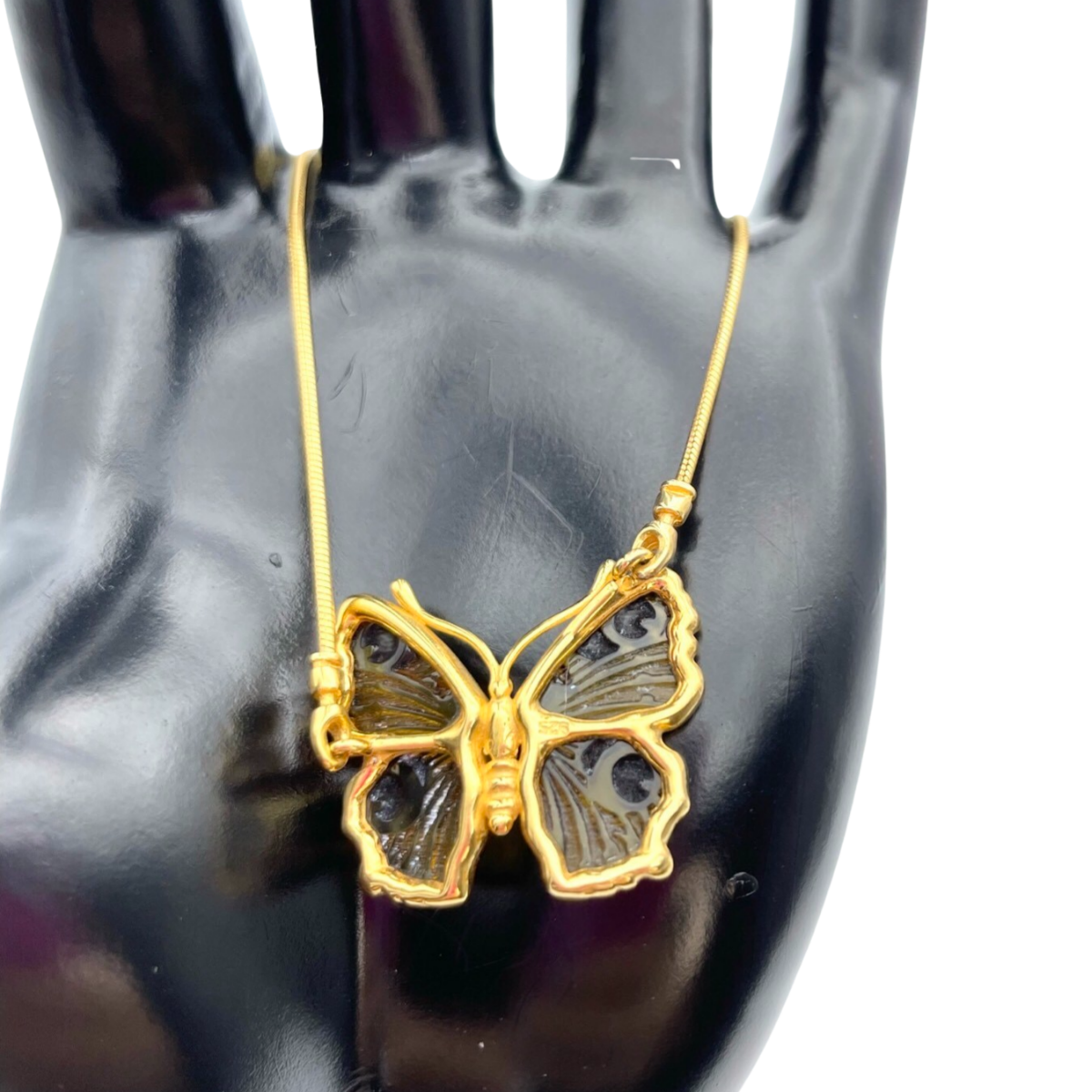 Gold-plated amber bracelet Butterfly