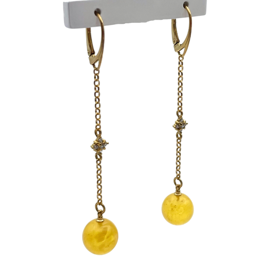 Gold plated amber earrings, small