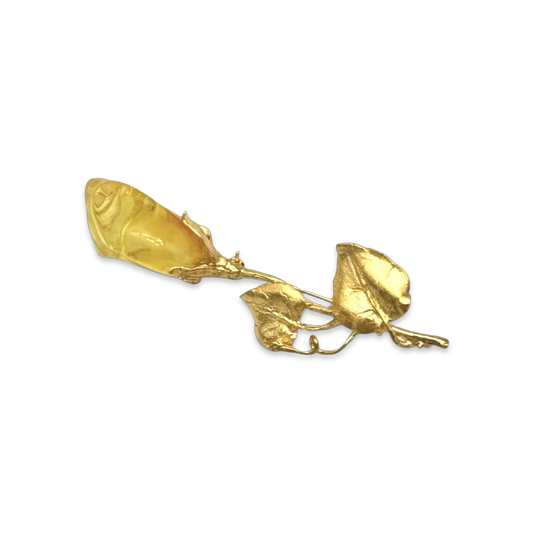 Amber brooch gilded Rose