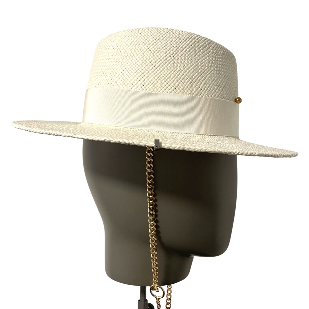 Chain Strap Straw Gambler Hat