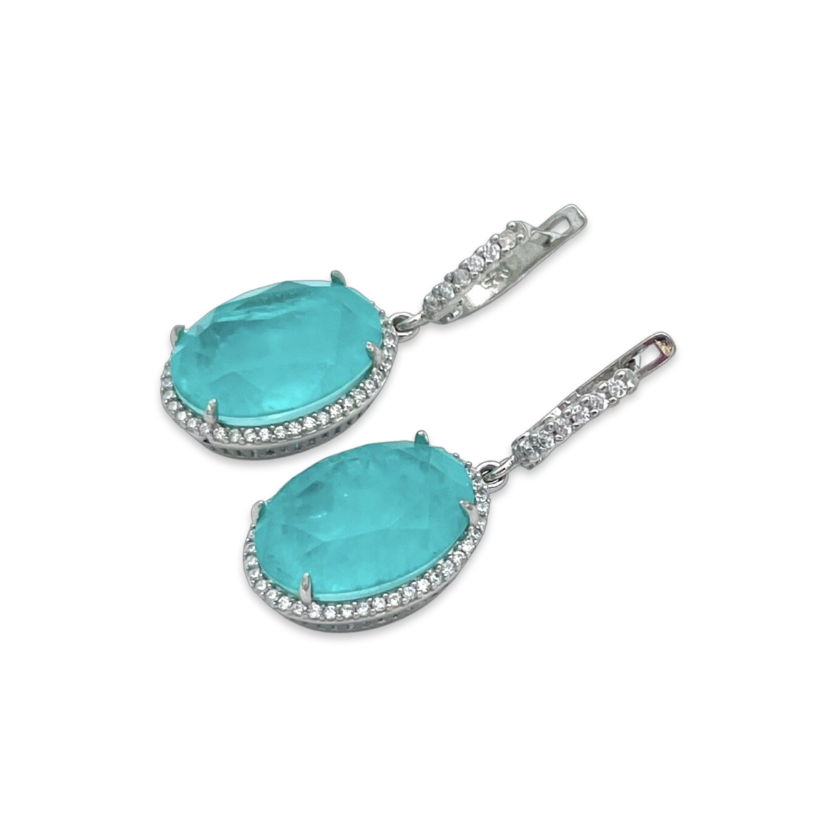 Silver earrings with Paraiba and zircons