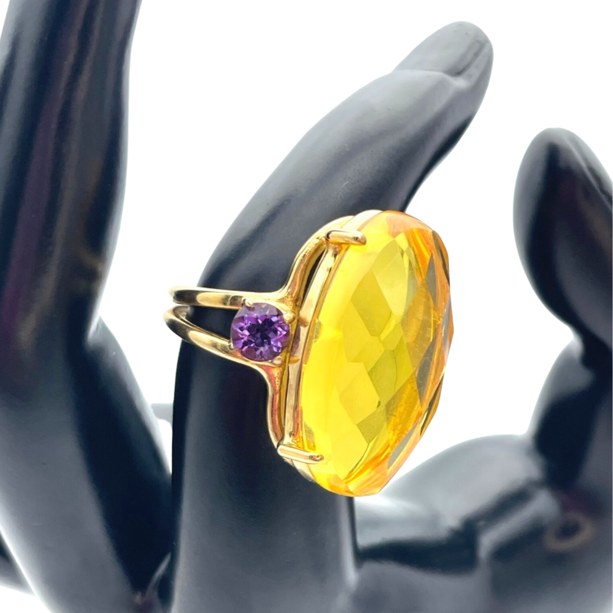 Faceted amber ring