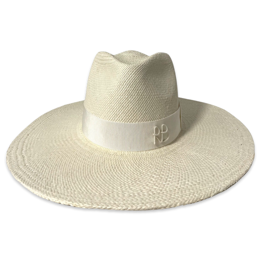 Monogram-embellished Wide Brim Fedora Hat