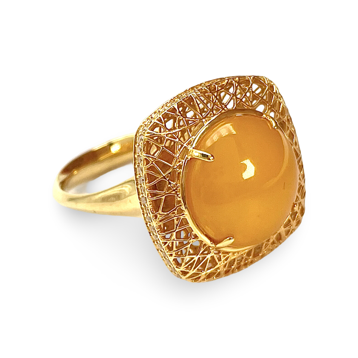 Gold plated amber ring