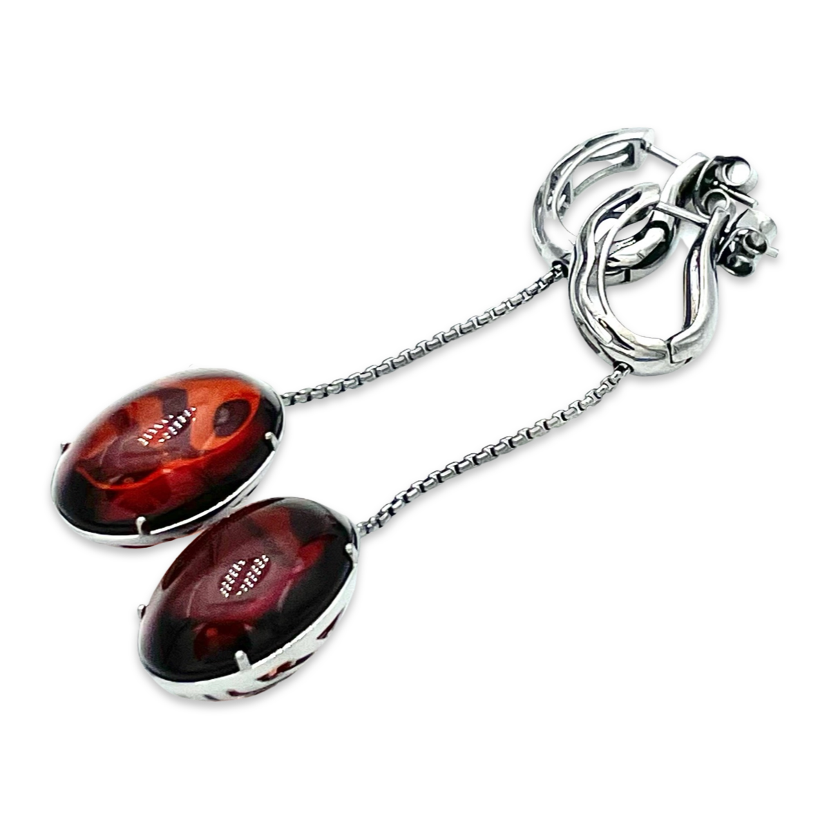 Silver earrings with amber