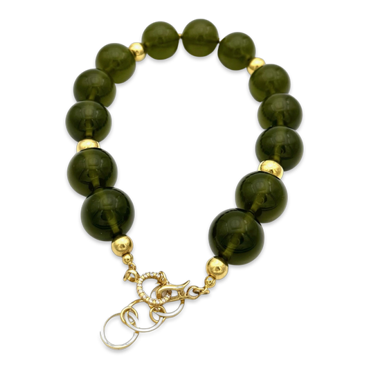 Green amber beads