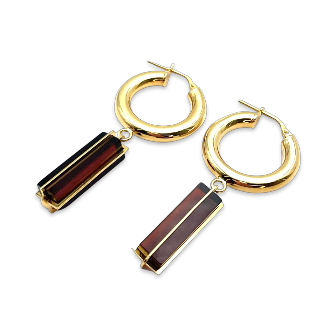 Gold plated amber earrings