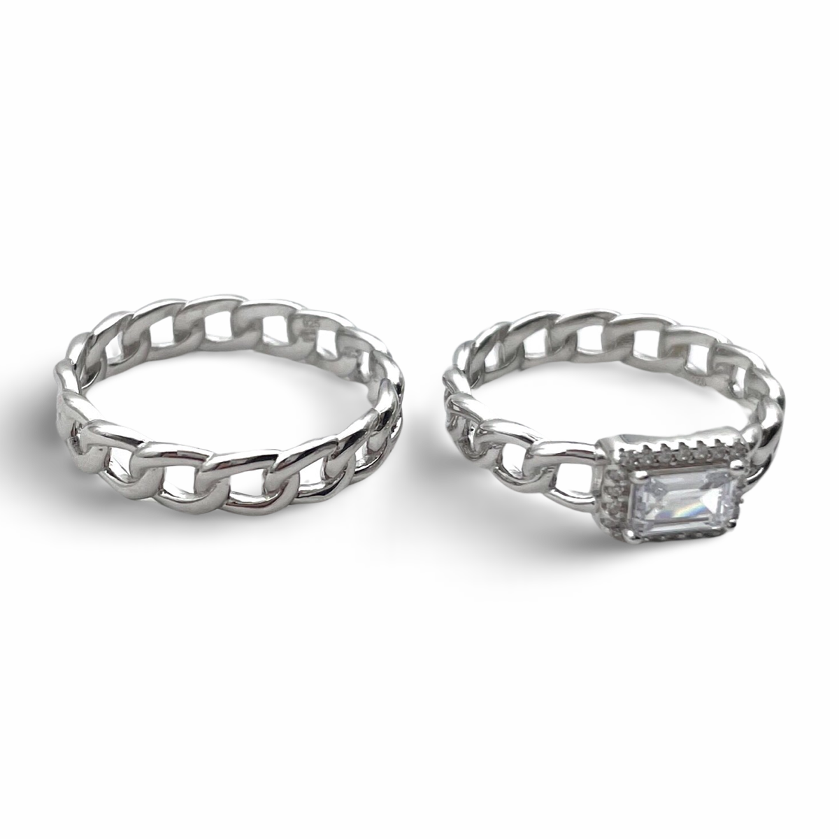 Pair of Silver Braided Rings