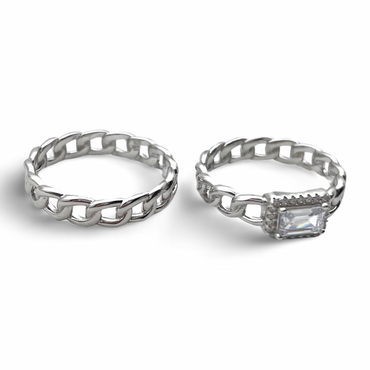 Pair of Silver Braided Rings