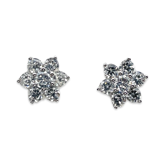 Flower Stud Silver Earrings