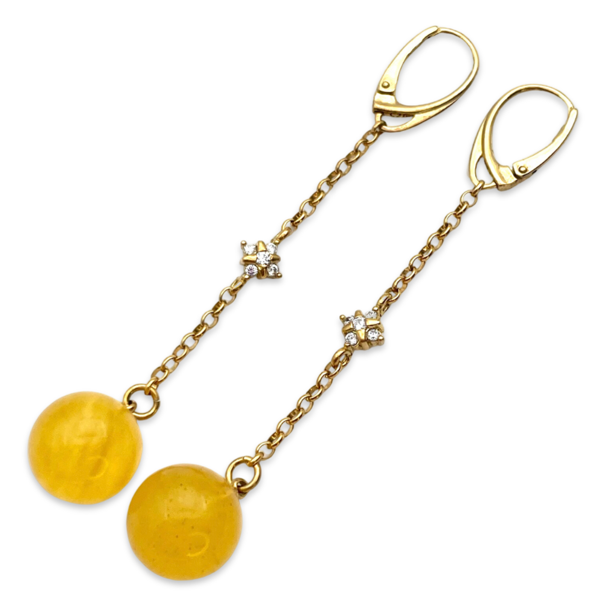 Gold plated amber earrings, small