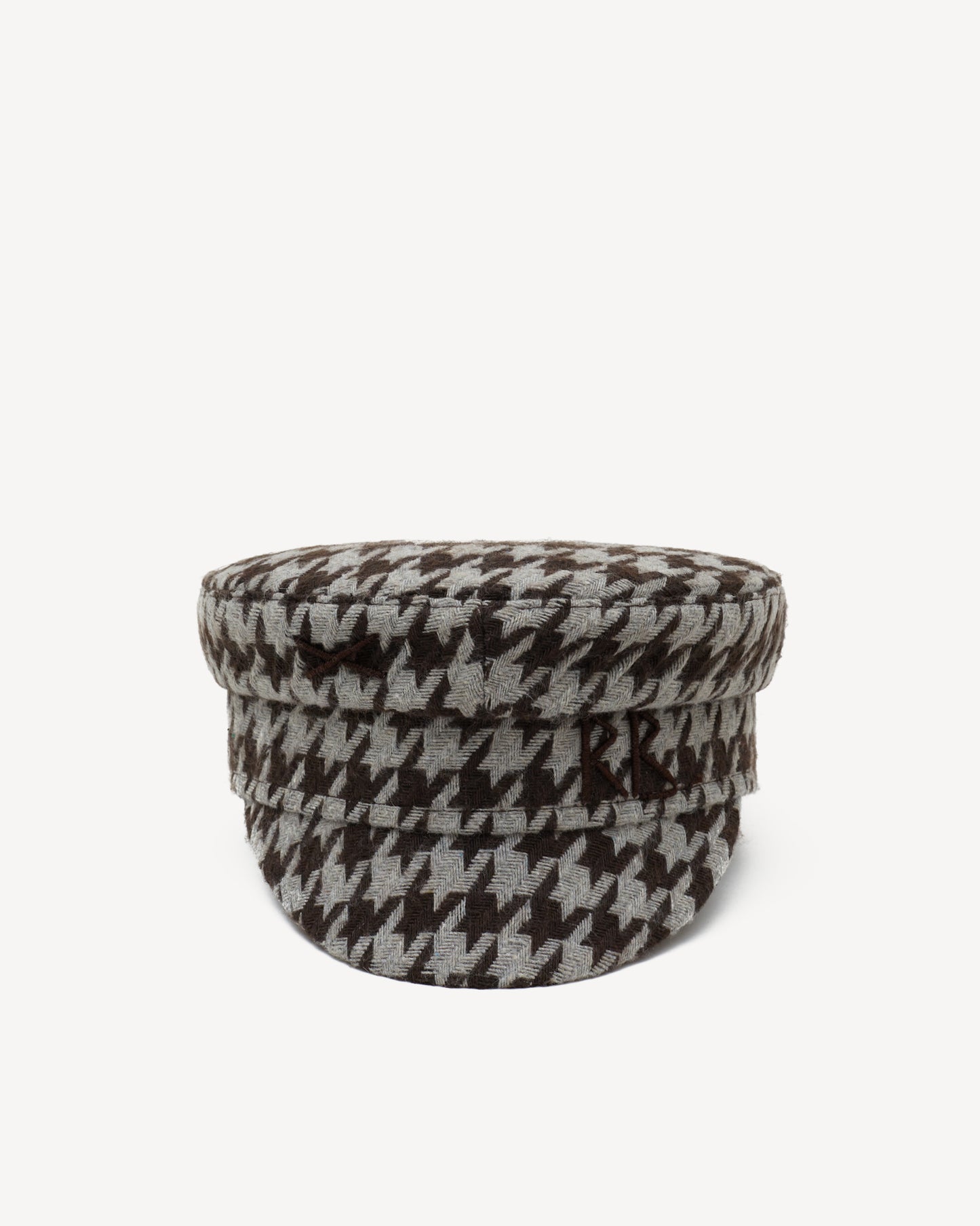 Houndstooth cotton-blend baker boy cap