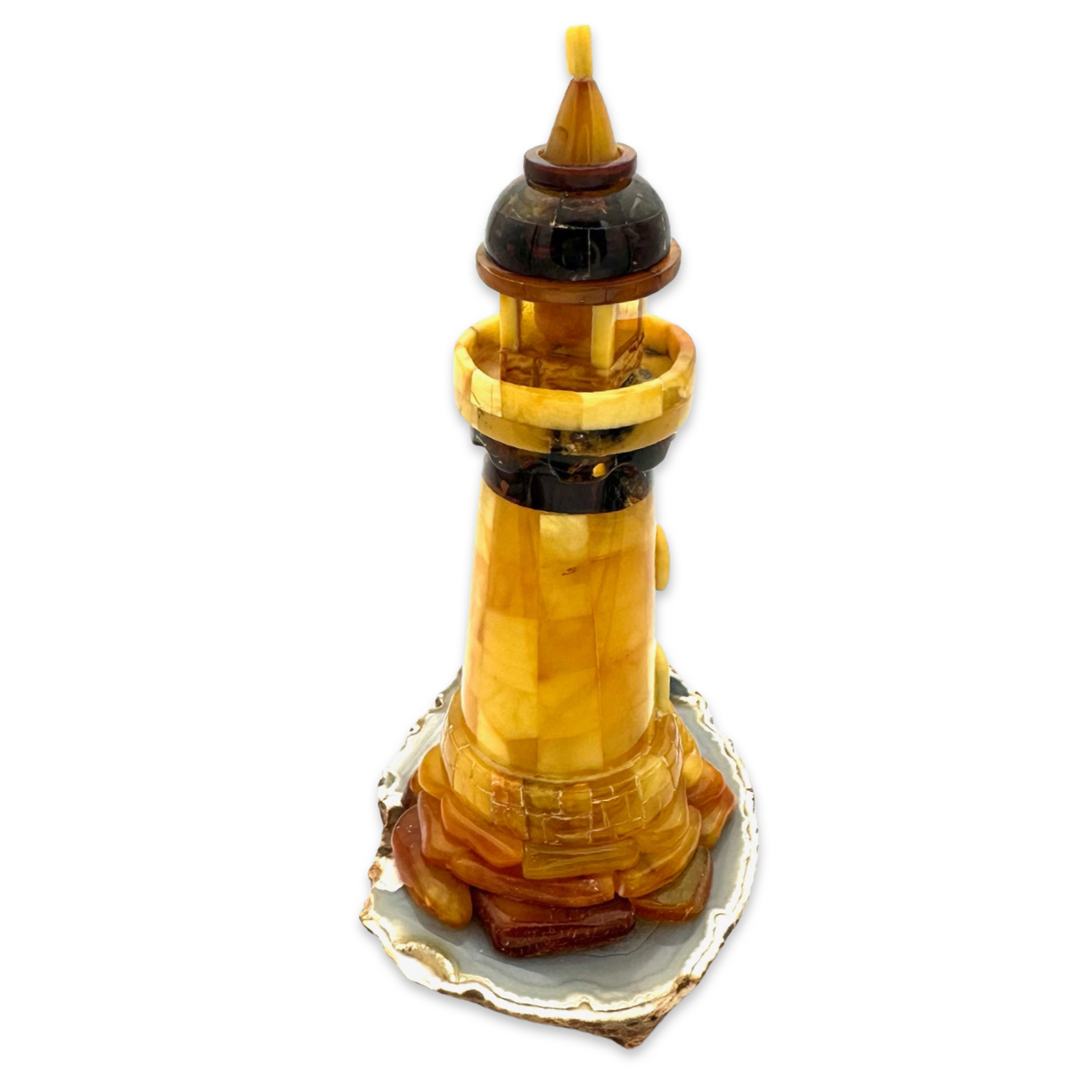 Amber souvenir on an agate stand «Lighthouse»