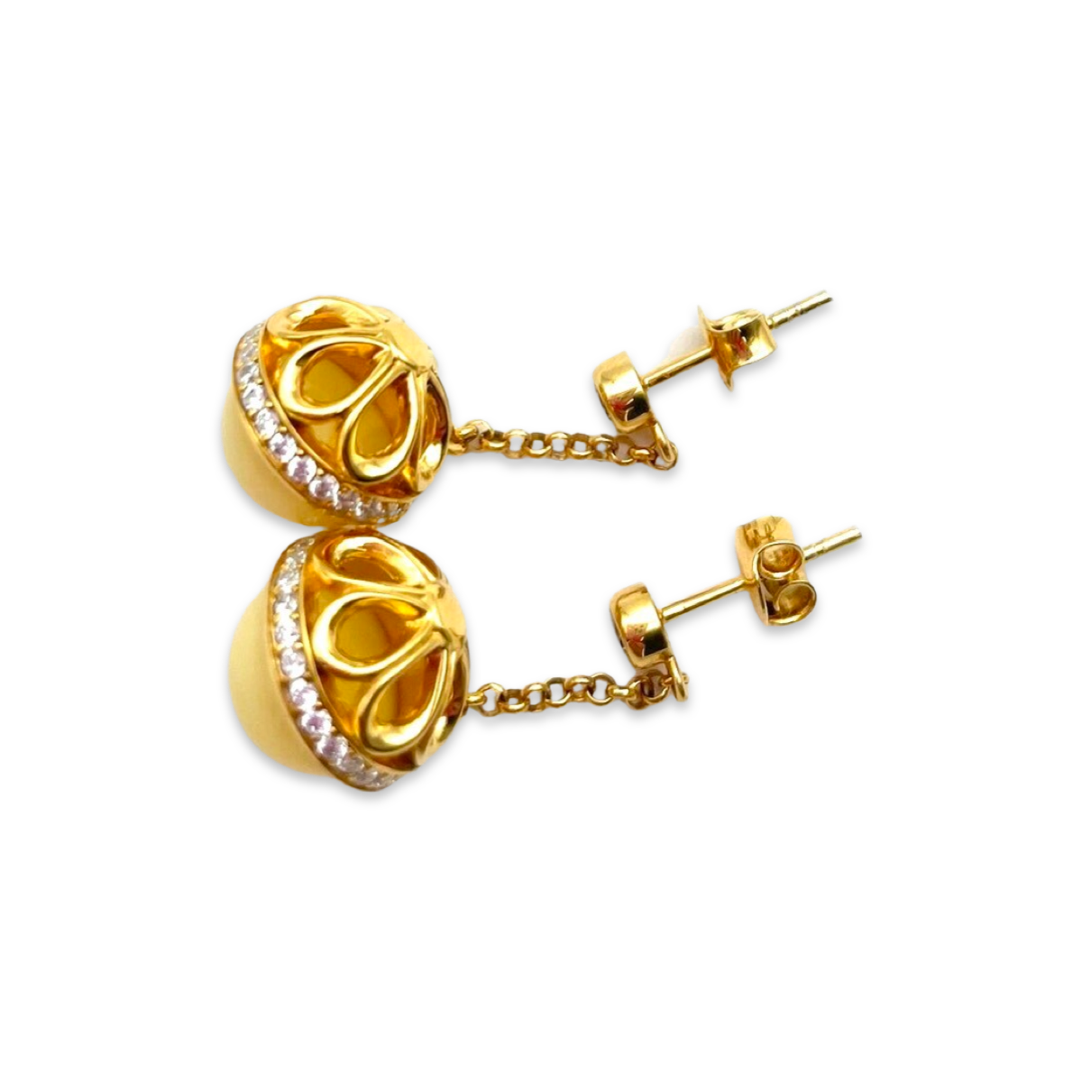 Gold plated amber earrings