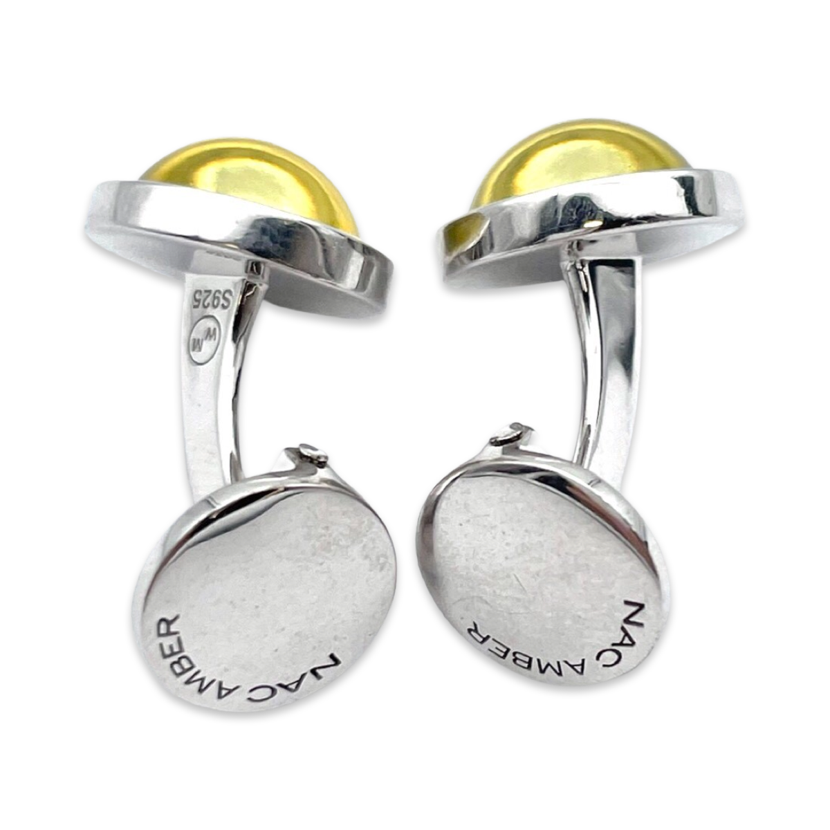 Silver cufflinks with amber