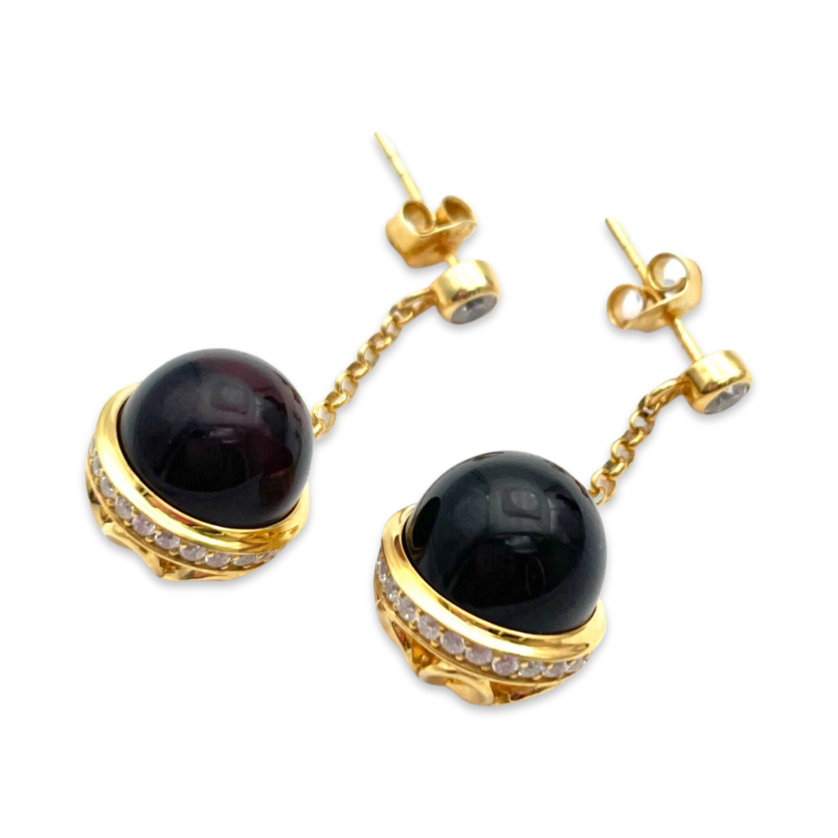 Gold plated amber earrings