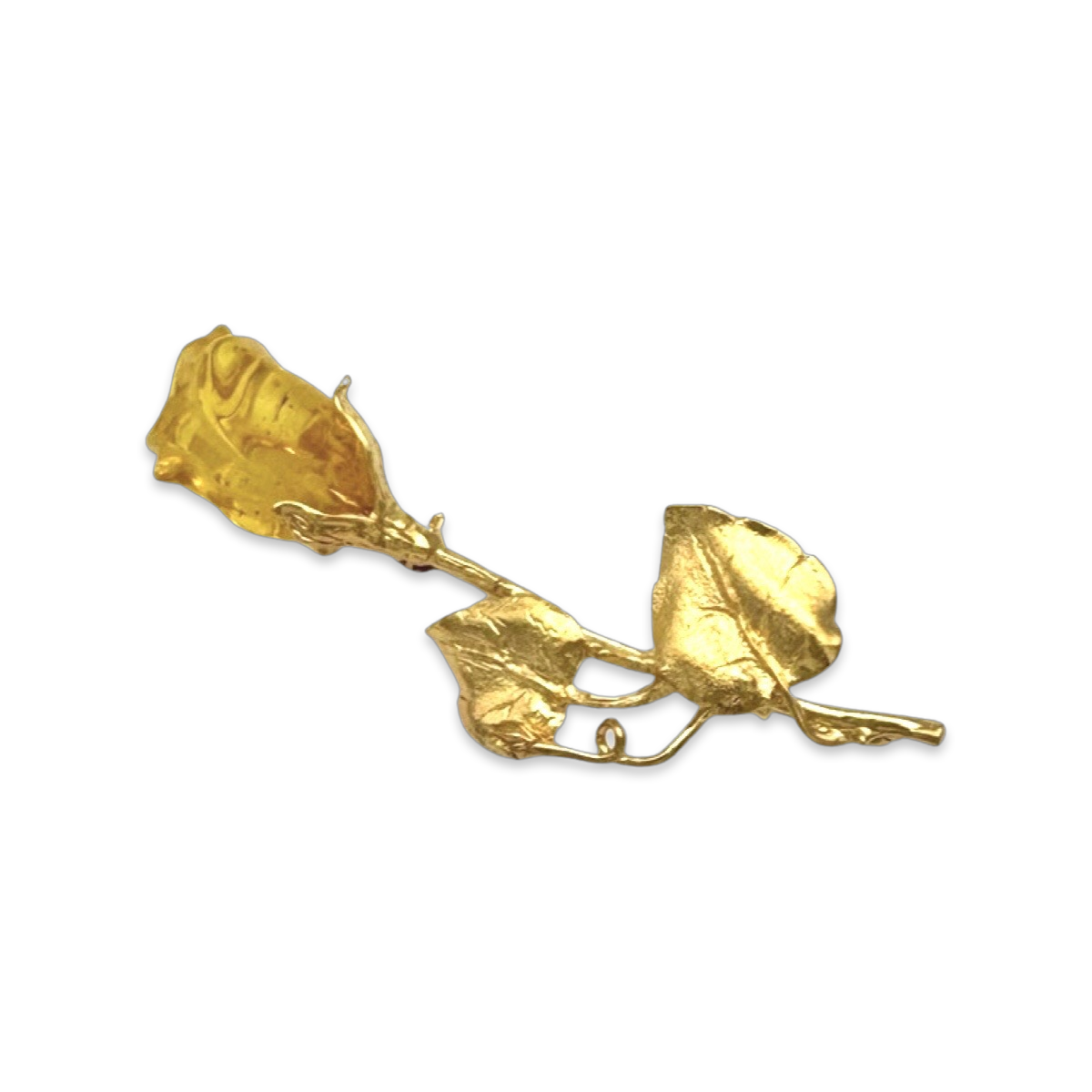 Amber rose, gilded brooch