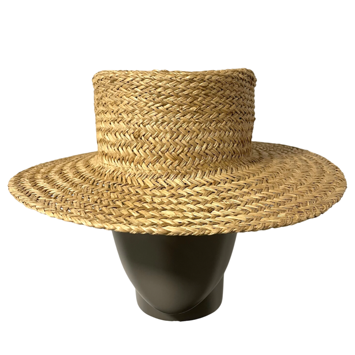 Chain Embellished Straw Boater Hat