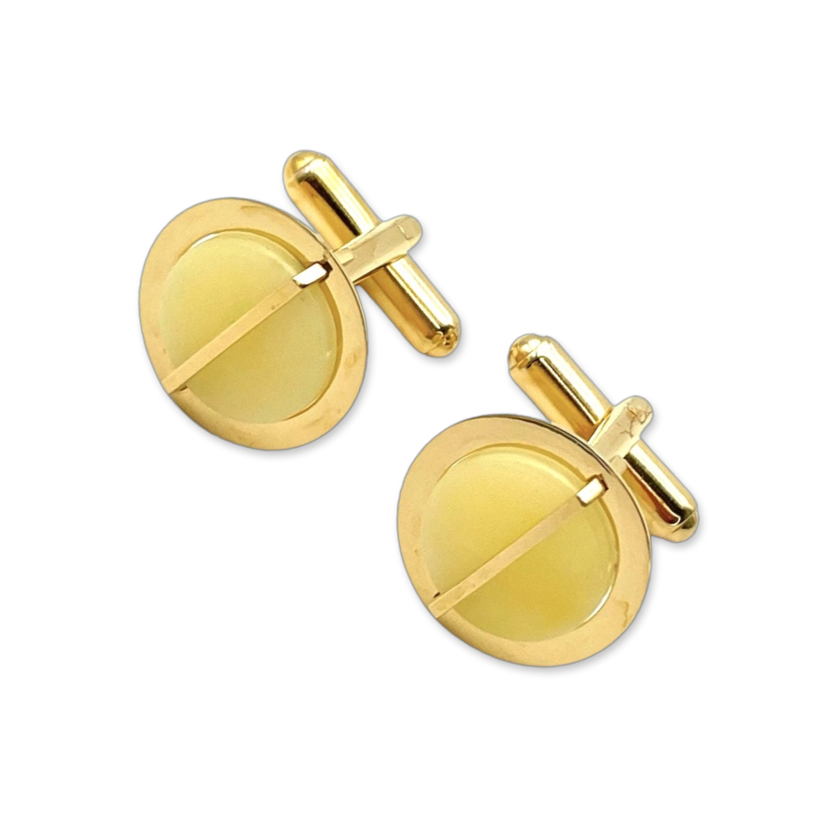 Gold-plated cufflinks with amber